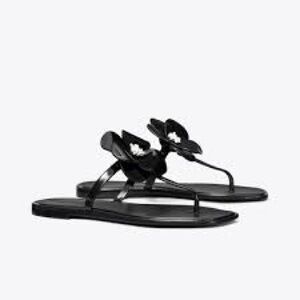 Tory Burch Black Flower Jelly Sandals (original receipt included)